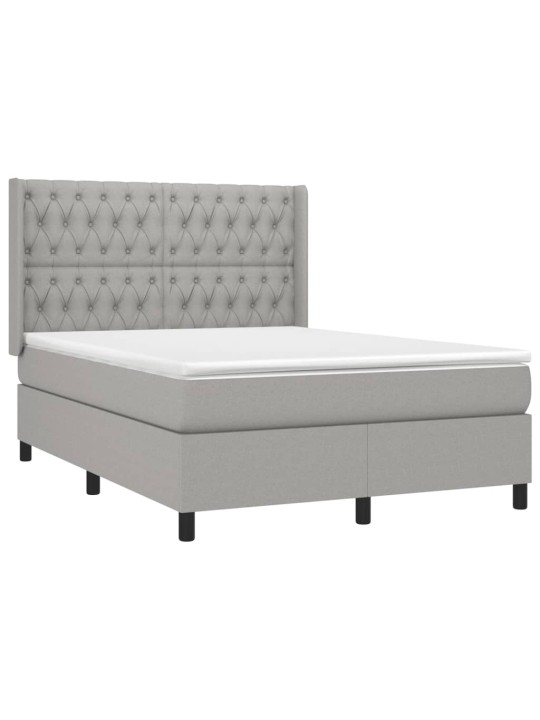 Box spring postel s matrací světle šedá 140 x 190 cm textil