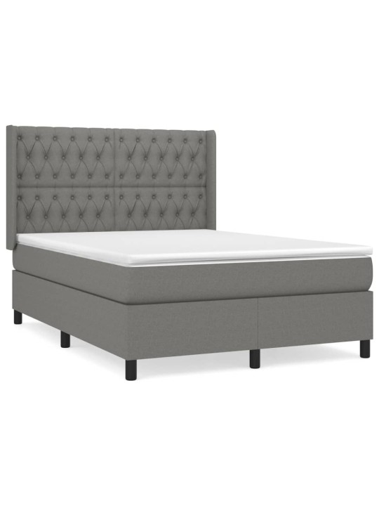 Box spring postel s matrací tmavě šedý 140 x 190 cm textil