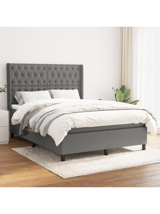 Box spring postel s matrací tmavě šedý 140 x 190 cm textil
