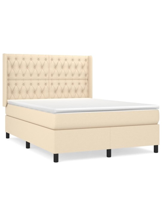 Box spring postel s matrací krémová 140x200 cm textil