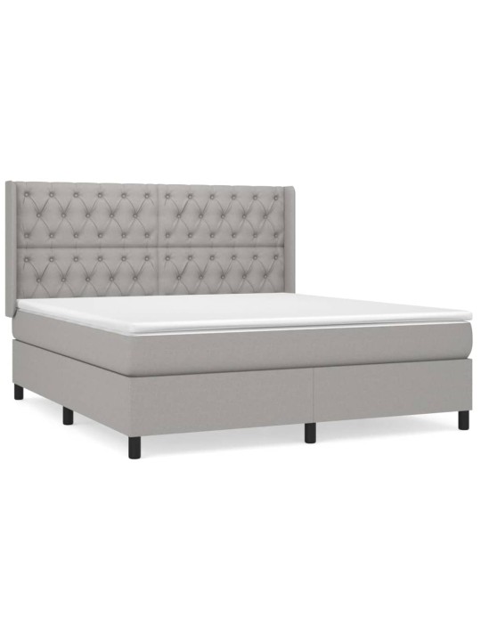 Box spring postel s matrací světle šedá 160 x 200 cm textil