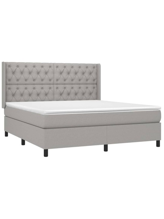 Box spring postel s matrací světle šedá 160 x 200 cm textil