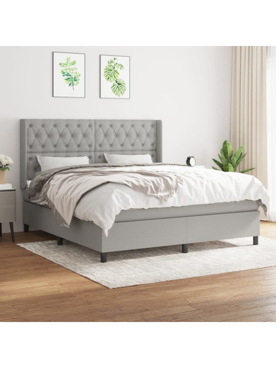 Box spring postel s matrací světle šedá 160 x 200 cm textil