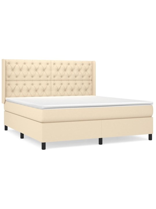 Box spring postel s matrací krémová 160x200 cm textil