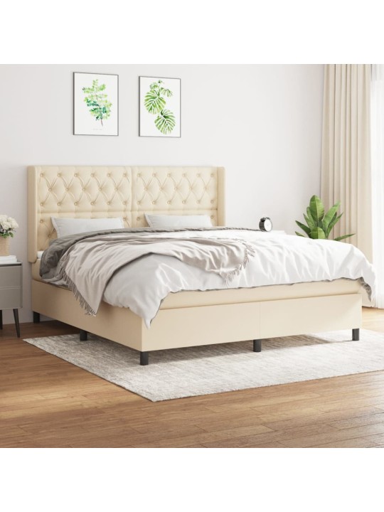 Box spring postel s matrací krémová 160x200 cm textil