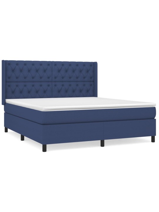 Box spring postel s matrací modrá 160x200 cm textil