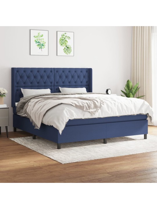 Box spring postel s matrací modrá 160x200 cm textil