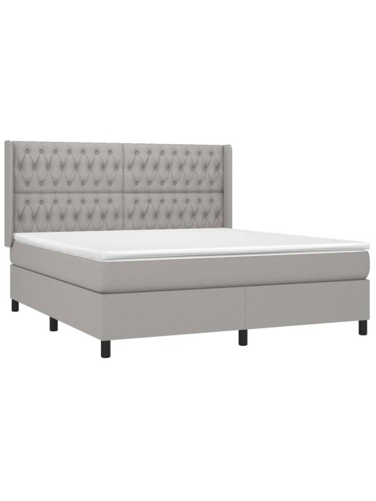 Box spring postel s matrací světle šedá 180 x 200 cm textil