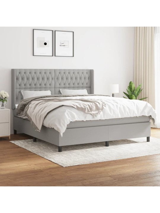 Box spring postel s matrací světle šedá 180 x 200 cm textil