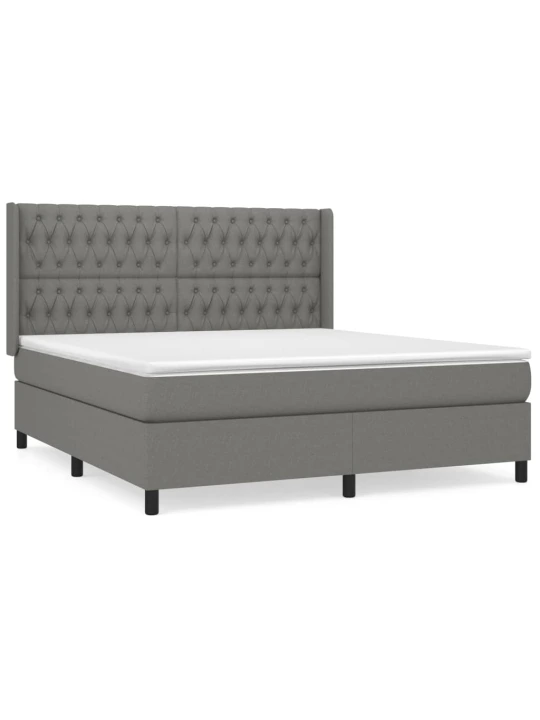 Box spring postel s matrací tmavě šedá 180x200 cm textil