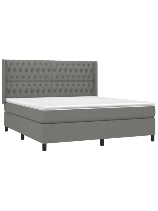 Box spring postel s matrací tmavě šedá 180x200 cm textil