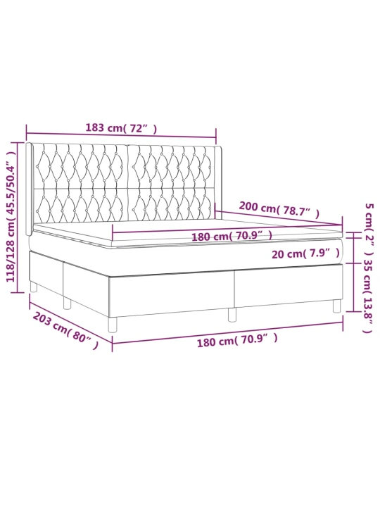 Box spring postel s matrací tmavě šedá 180x200 cm textil