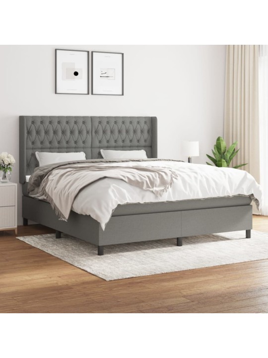 Box spring postel s matrací tmavě šedá 180x200 cm textil