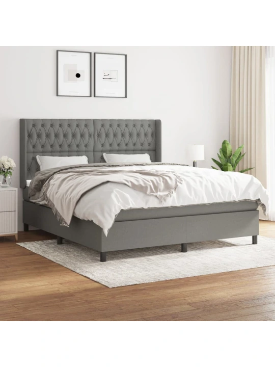 Box spring postel s matrací tmavě šedá 180x200 cm textil