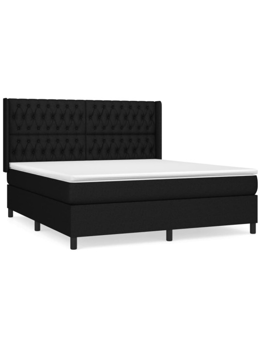 Box spring postel s matrací černá 180x200 cm textil
