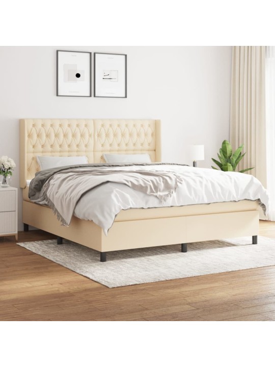 Box spring postel s matrací krémová 180x200 cm textil