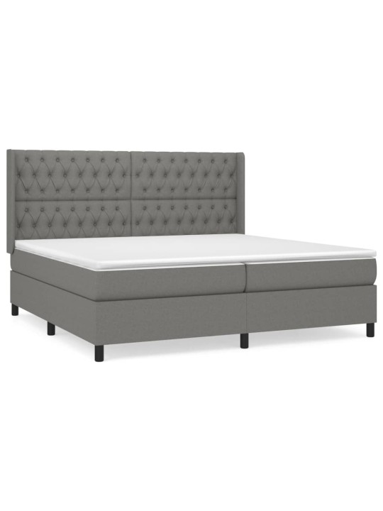 Box spring postel s matrací tmavě šedá 200x200 cm textil