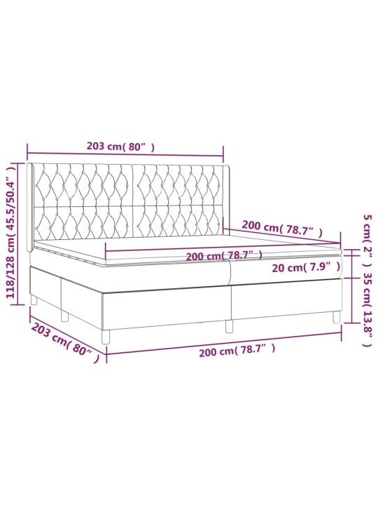Box spring postel s matrací tmavě šedá 200x200 cm textil