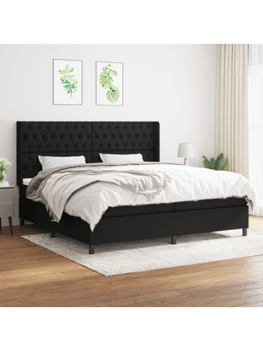 Box spring postel s matrací černá 200x200 cm textil