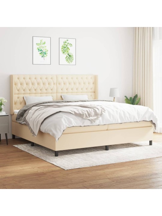 Box spring postel s matrací krémová 200x200 cm textil