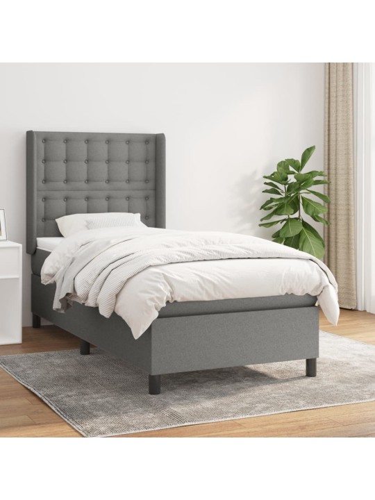 Box spring postel s matrací tmavě šedá 90x200 cm textil