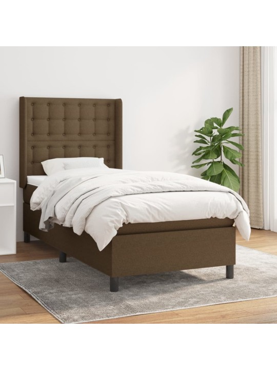 Box spring postel s matrací tmavě hnědá 90x200 cm textil