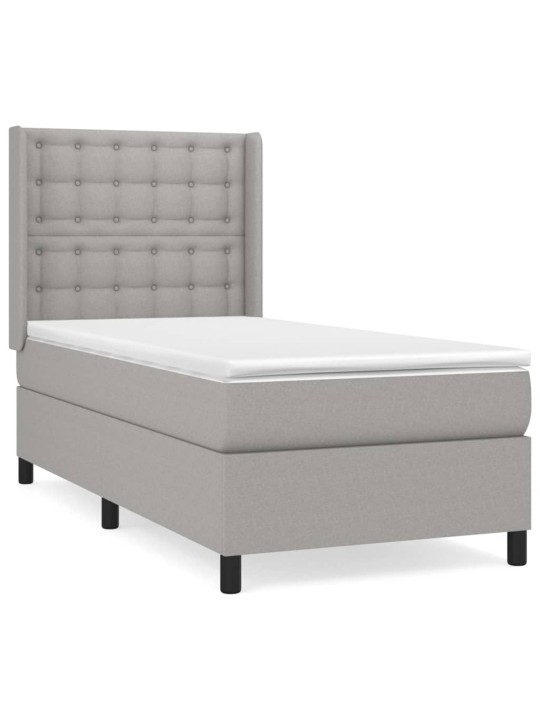 Box spring postel s matrací světle šedý 100 x 200 cm textil