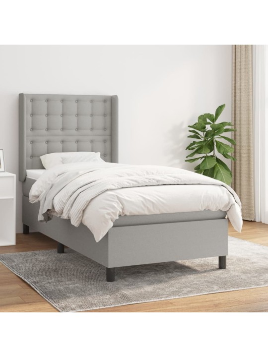 Box spring postel s matrací světle šedý 100 x 200 cm textil