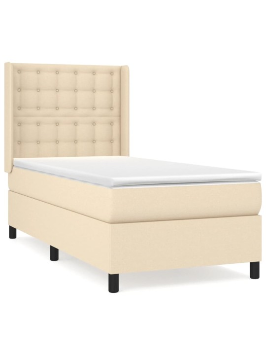 Box spring postel s matrací krémová 100 x 200 cm textil