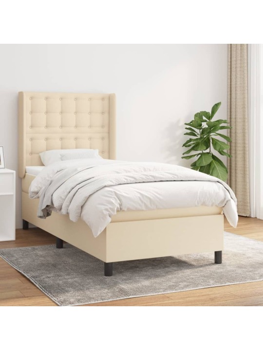 Box spring postel s matrací krémová 100 x 200 cm textil