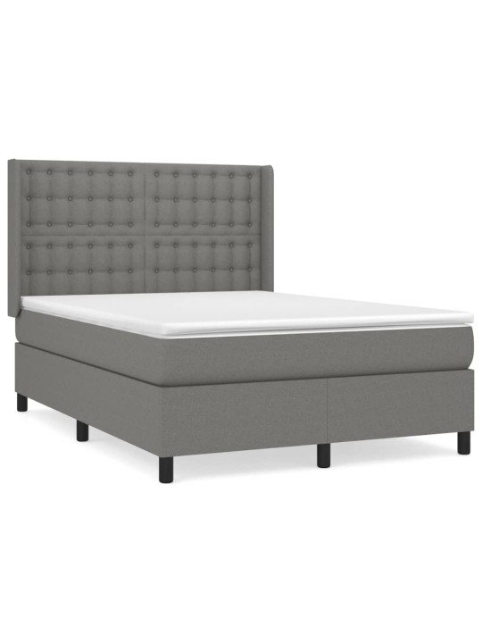 Box spring postel s matrací tmavě šedý 140 x 190 cm textil