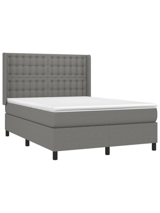 Box spring postel s matrací tmavě šedý 140 x 190 cm textil