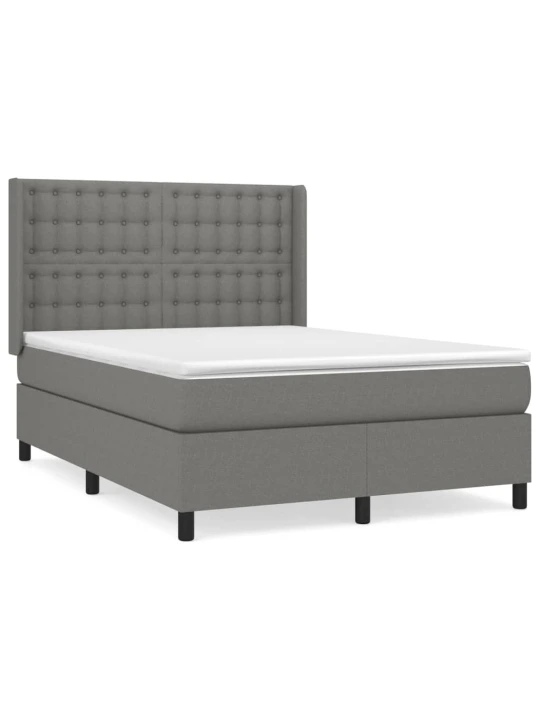 Box spring postel s matrací tmavě šedá 140x200 cm textil