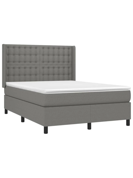 Box spring postel s matrací tmavě šedá 140x200 cm textil