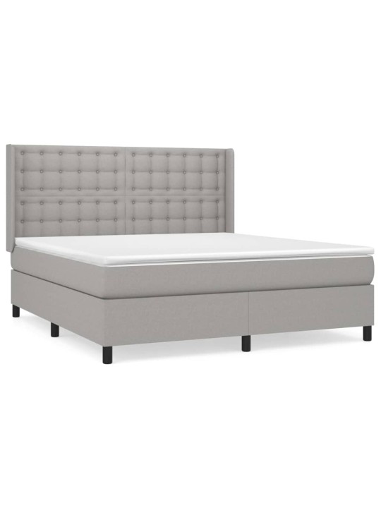 Box spring postel s matrací světle šedá 160 x 200 cm textil