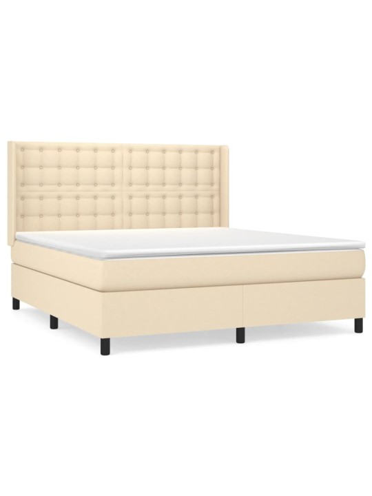 Box spring postel s matrací krémová 160x200 cm textil