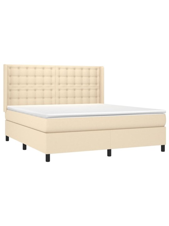 Box spring postel s matrací krémová 160x200 cm textil