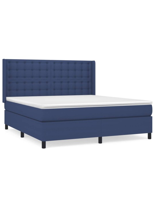 Box spring postel s matrací modrá 160x200 cm textil