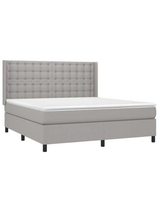 Box spring postel s matrací světle šedá 180 x 200 cm textil