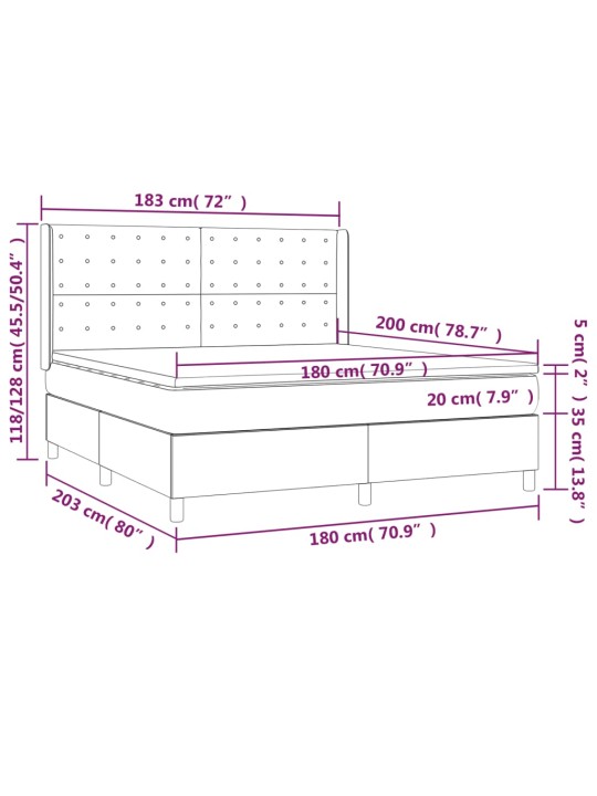 Box spring postel s matrací tmavě šedá 180x200 cm textil
