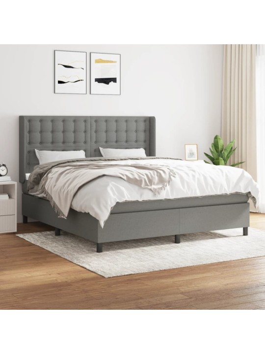 Box spring postel s matrací tmavě šedá 180x200 cm textil