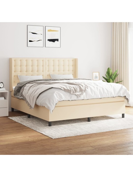 Box spring postel s matrací krémová 180x200 cm textil