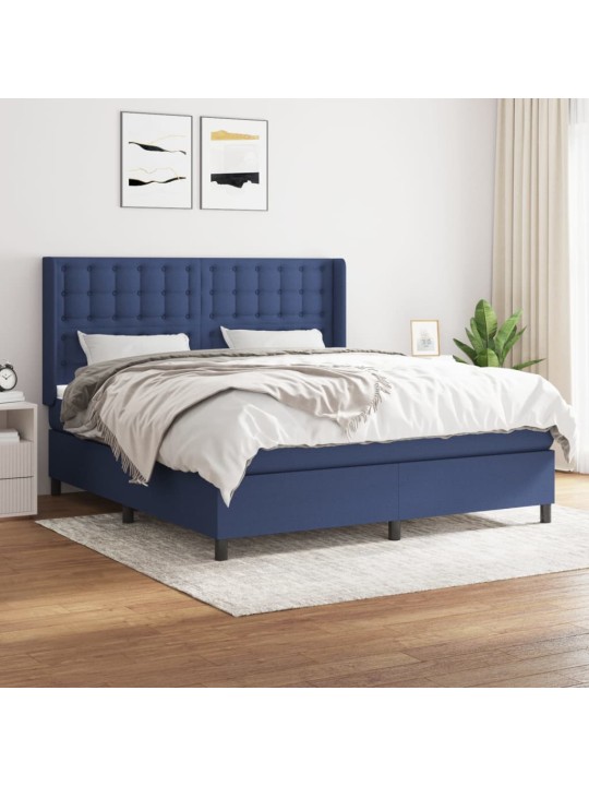 Box spring postel s matrací modrá 180x200 cm textil