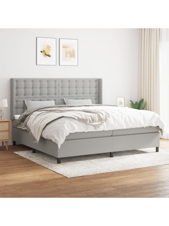 Box spring postel s matrací světle šedá 200 x 200 cm textil
