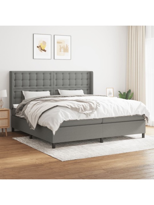 Box spring postel s matrací tmavě šedá 200x200 cm textil