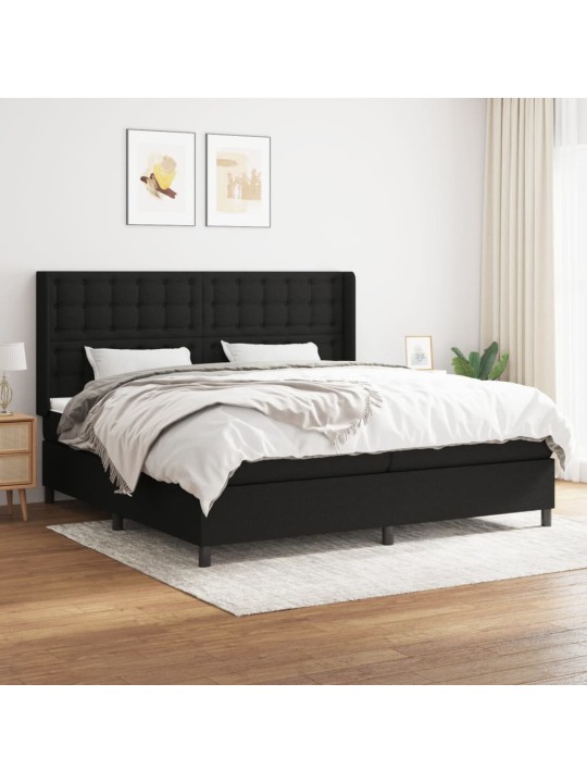 Box spring postel s matrací černá 200x200 cm textil