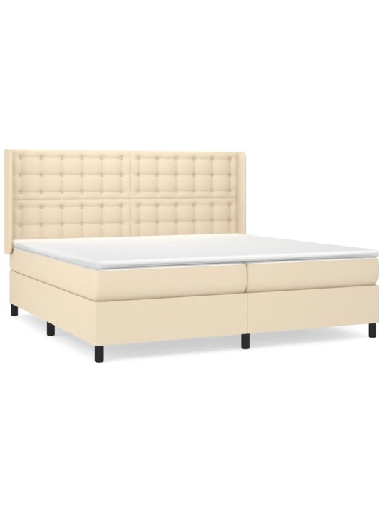 Box spring postel s matrací krémová 200x200 cm textil