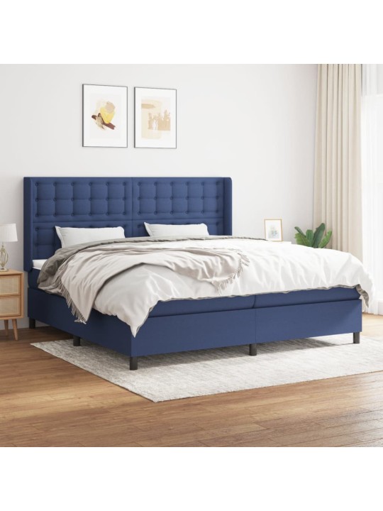 Box spring postel s matrací modrá 200x200 cm textil