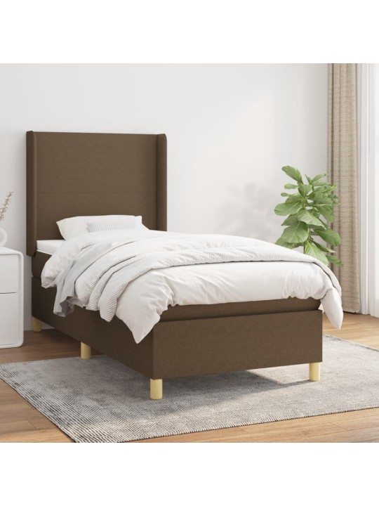 Box spring postel s matrací tmavě hnědá 80x200 cm textil