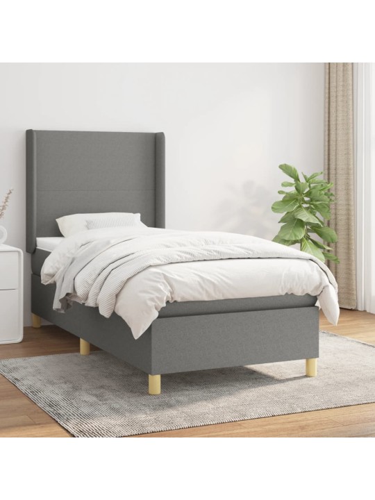 Box spring postel s matrací tmavě šedá 90x190 cm textil